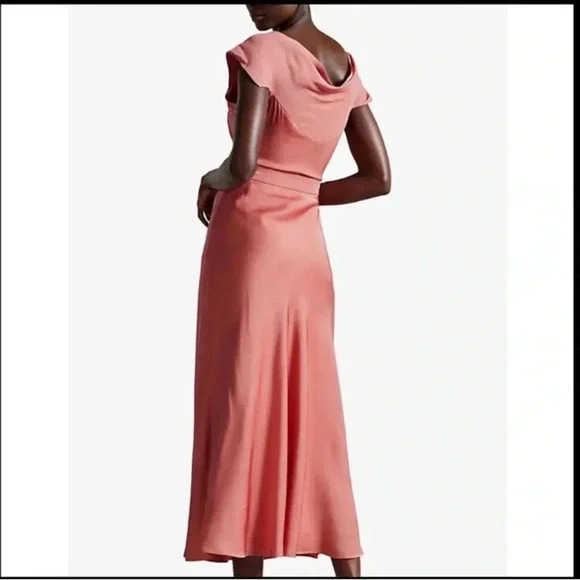 NWT Ted Baker London V Neck Bias Cut Midi Dress (missing belt) - Picture 3 of 9